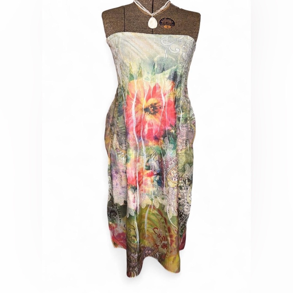 Y2K Euro Floral Strapless Tube Top Dress